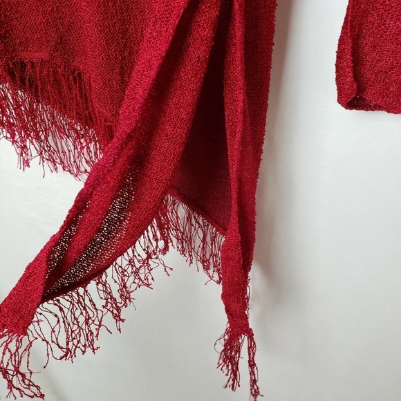 Women’s Chico's RED Asymmetrical Sweater Fringed 0 - Picture 8 of 9